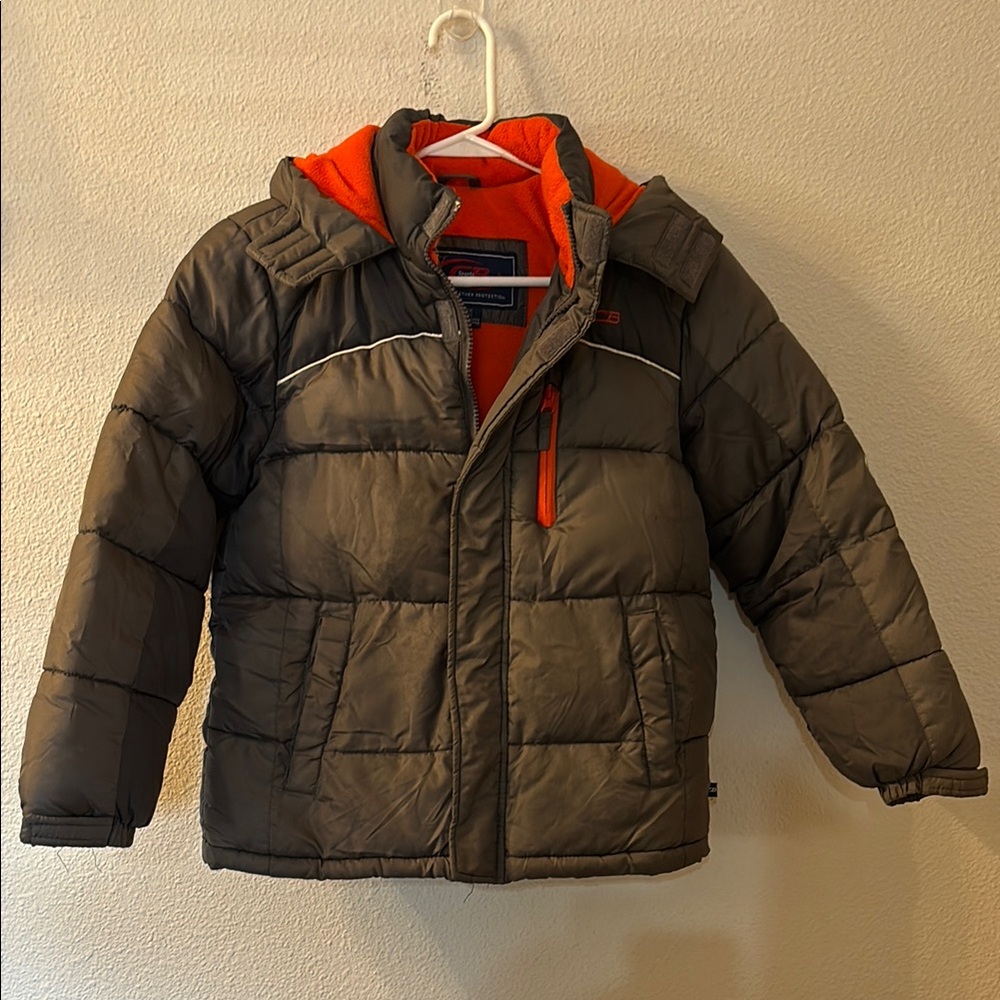 CB Sport Puffer Jacket with Hood - Brown and Orange size 8
